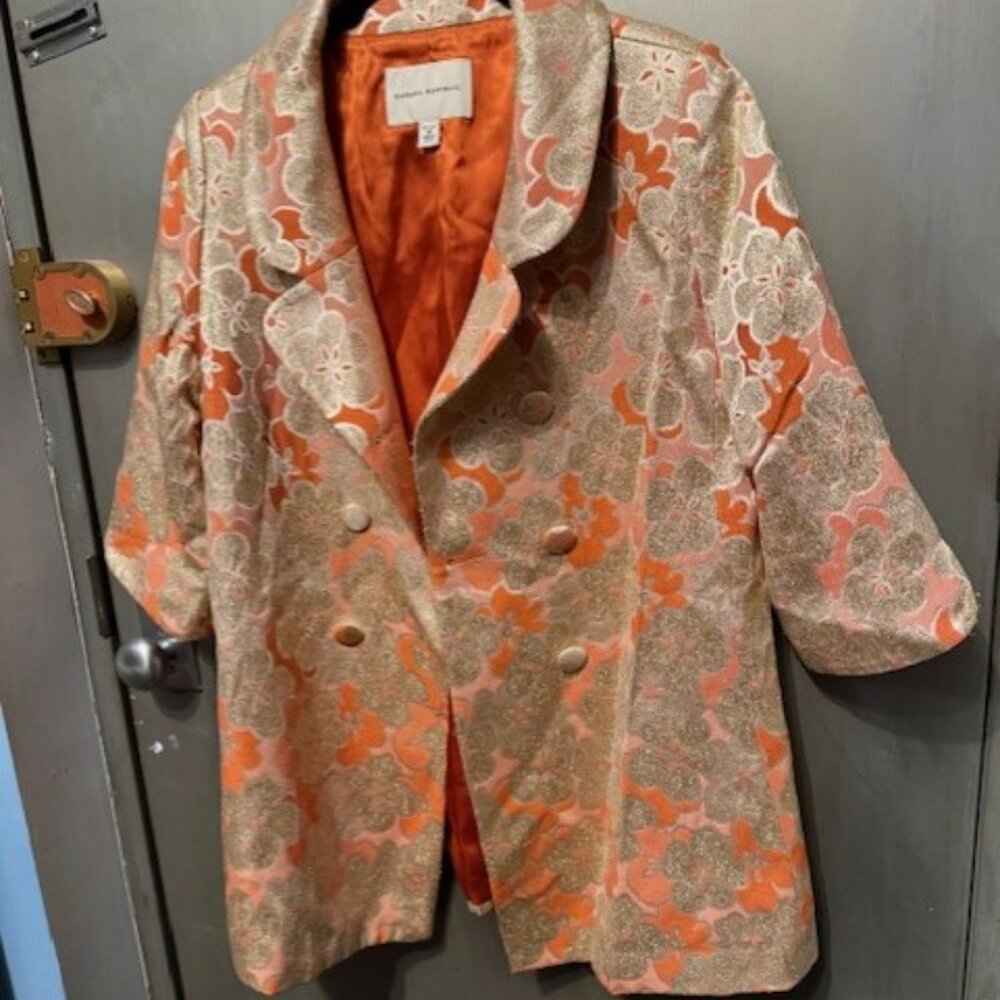 Vintage Silk Brocade Gold Floral Double Breasted Coat / Jacket (1960’s inspired) - Picture 8 of 16